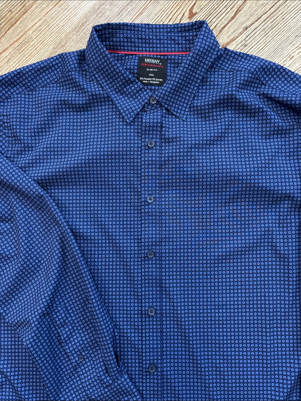 Men's Blue Printed Button-Down Shirt